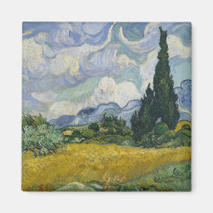Aimant Champ de blé avec cyprès, peinture à l'huile, Van
