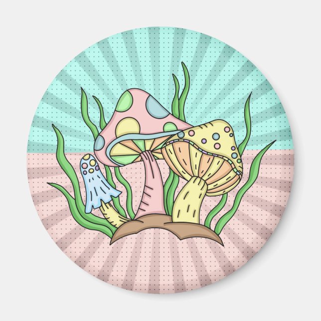 Aimant Champignons magiques Cute Pastel (Devant)