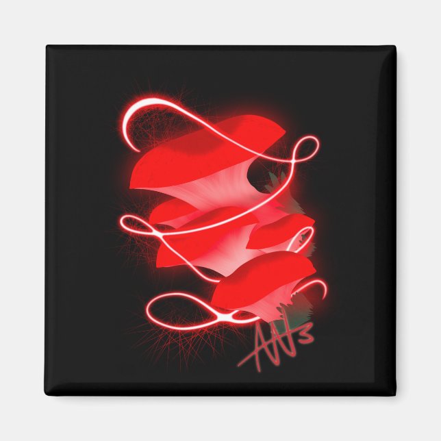 Aimant Champignons rouges brillants d'huître enchantés (Devant)