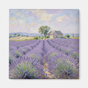 Aimant Champs de Lavande Provence Cottage Impressionniste