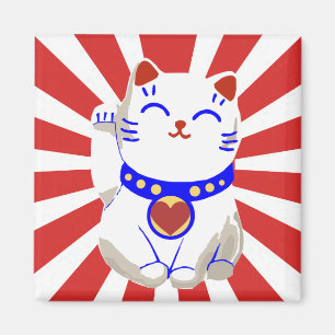Aimant Chanceux chat neko sur soleil levant