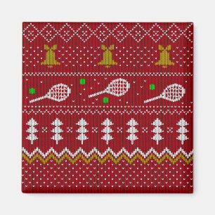 Aimant Chandail de Noël de Tennis Motif tricoté Rouge Noë
