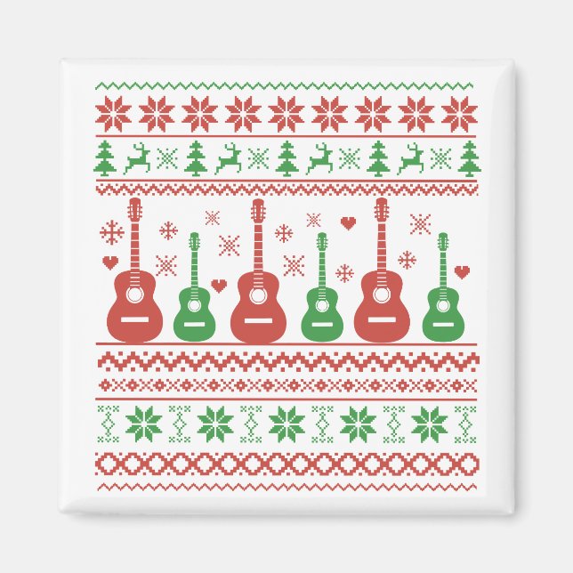 Aimant chandail de noël moche guitare acoustique (Devant)