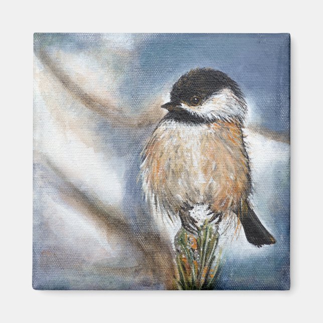 Aimant Chanson de chickadee noir cernée Oiseau (Devant)