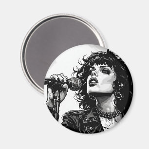 Aimant Chanteuse Goth Punk Style Graphique Rétro