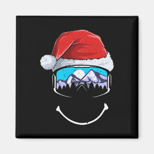 Aimant Chapeau de Santa drôle de montagne de ski Joyeux N