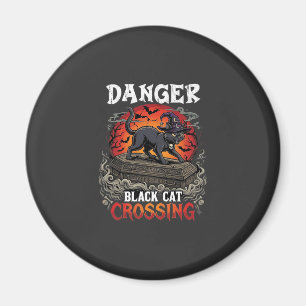 Aimant Chapeau de sorcière de Halloween Danger Black Cat