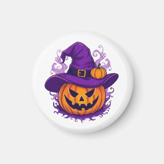 Aimant Chapeau de sorcière d'Halloween Citrouille Jack-O'