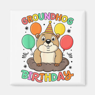 Aimant Chapeaux de fête d'anniversaire Jour de la marmott