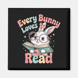 Aimant Chaque lapin adore lire une mignonne conception de