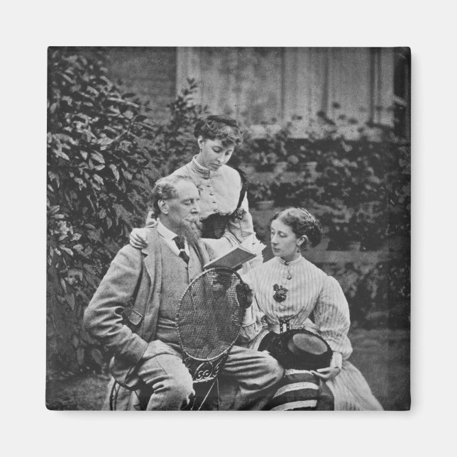 Aimant Charles Dickens avec deux de ses filles (Devant)
