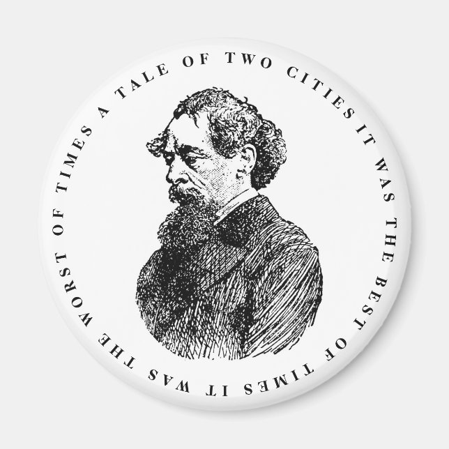 Aimant Charles Dickens Portrait et Citation (Devant)