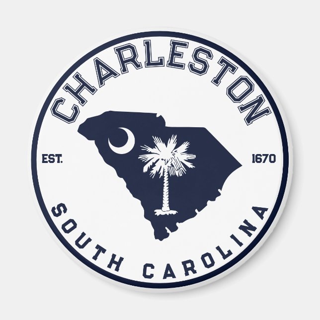 Aimant Charleston Caroline du Sud Marine SC Drapeau Palmi (Devant)