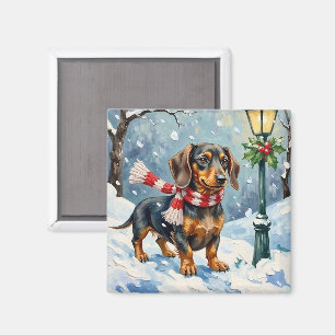 Aimant Charmant chiot teckel écharpe d'hiver confortable