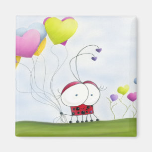 Aimant Charmante coccinelle aux ballons colorés