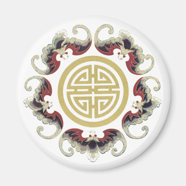 Aimant Charme chinois de Lucky Longevity (Devant)