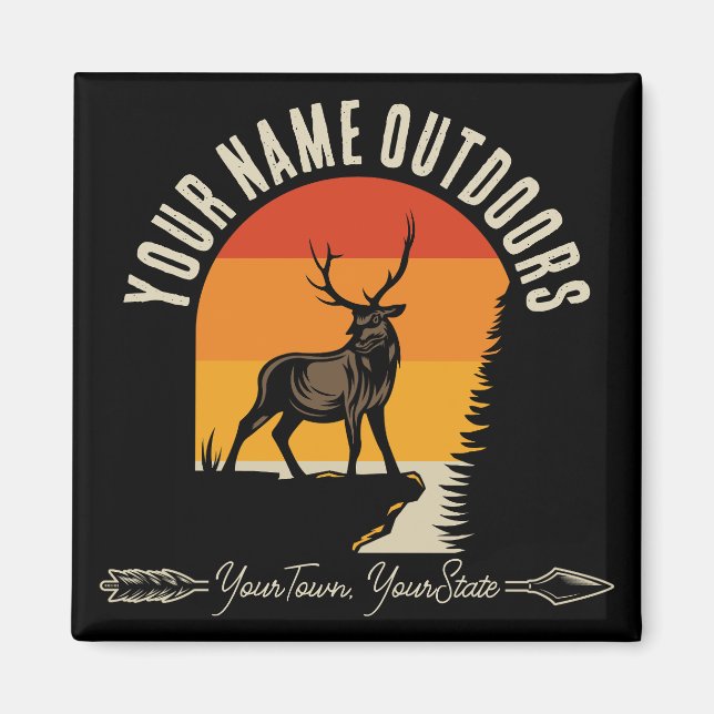 Aimant Chasse AJOUTER LE NOM À L'Extérieur Deer Elk Wilde (Devant)