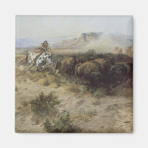 Aimant Chasse aux bisons n° 26 par CM Russell, Indiens d'