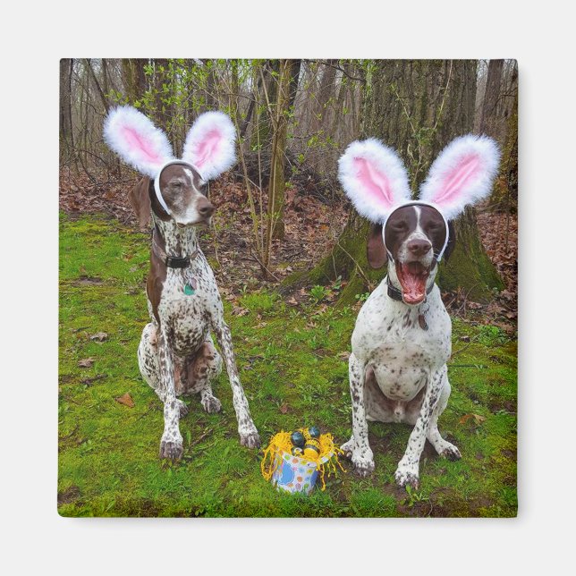 Aimant Chasse aux oeufs de Pâques et Chiens de fête Magne (Devant)