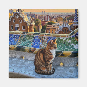 Aimant Chat à Barcelone Espagne Parc Güell Travel