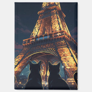 Aimant Chat à Paris Tour Eiffel Carte postale