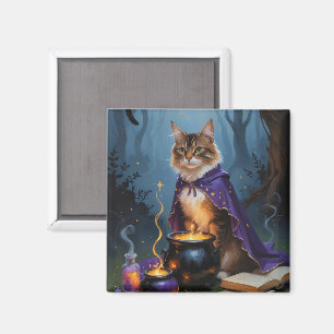 Aimant Chat Abyssin  Peinture fantaisiste d'Halloween 