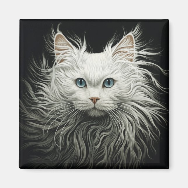 Aimant Chat Angora blanc (Devant)