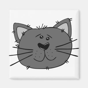 Aimant Chat Angry Face Feline Carnivore Gris Chat
