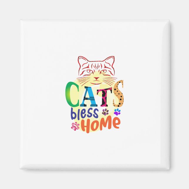 Aimant Chat Art Chats Bless Home (Devant)