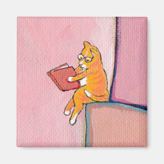 Aimant Chat art lecture fun - Marmalade préfère la solitu