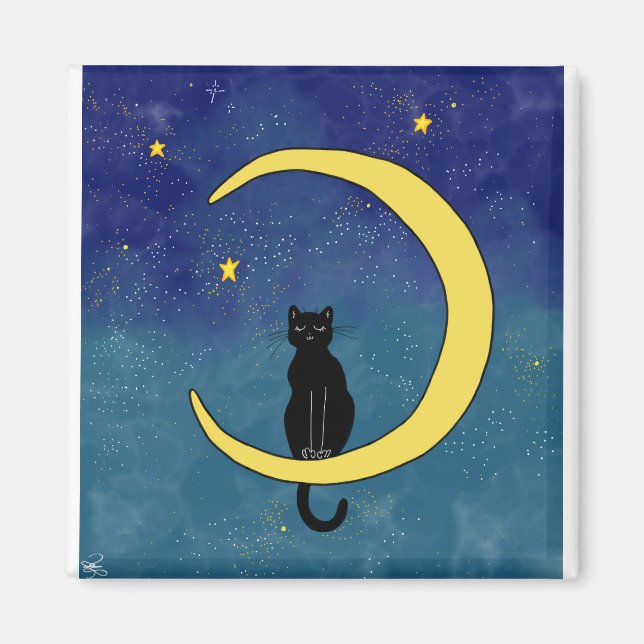 Aimant Chat assis dans la lune (Devant)