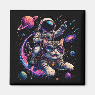 Aimant Chat astronaute chevauchant à travers l'espace