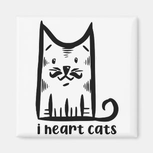 Aimant Chat avec une Moustache Stylée, j'adore les chats