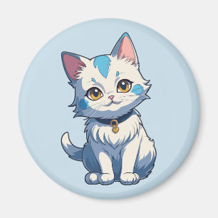 Aimant Chat Blanc au Charme Félin