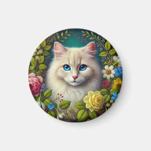 Aimant Chat Blanc Aux Yeux Bleus