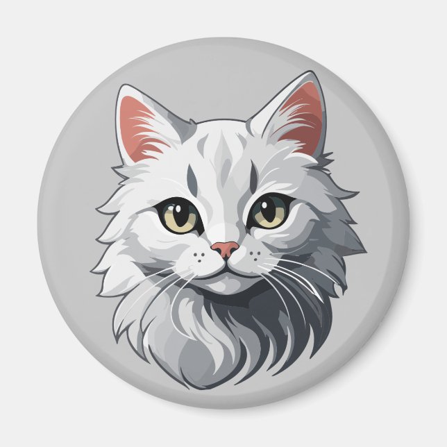 Aimant Chat Blanc Charmant (Devant)
