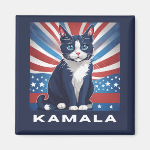 Aimant Chat bleu pour Kamala 2024 Démocrate aux élections