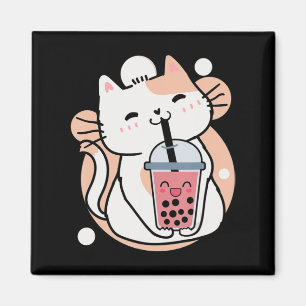 Aimant Chat Boba Tea Buble Tea Anime Kawaii Neko Milktea