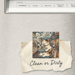 Aimant Chat calicot Ukiyo-e mangeant des ramen Art japona