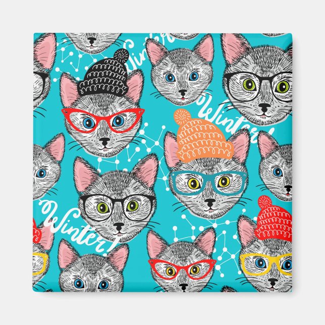 Aimant Chat dans le casquette (Devant)