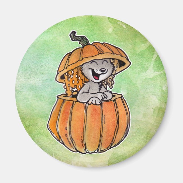 Aimant Chat dans un Citrouille (Devant)