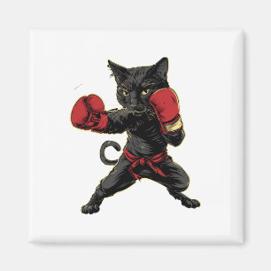 Aimant Chat de boxe thaïlandaise Funny Meau Thai Martial 