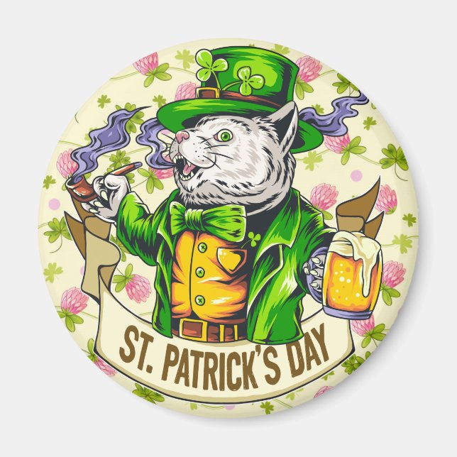 Aimant Chat de la Saint Patrick (Devant)