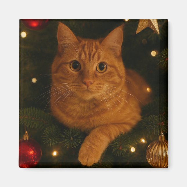 Aimant Chat de Noël (Devant)