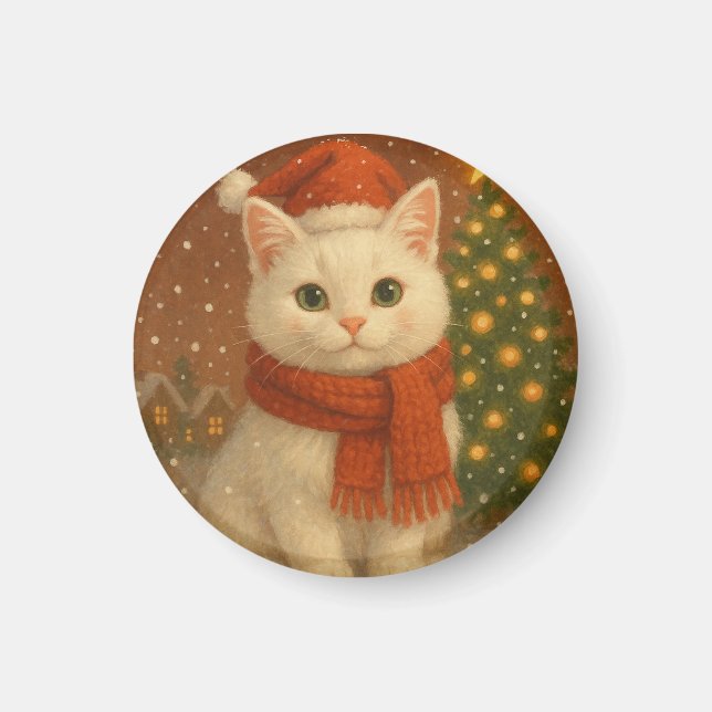 Aimant Chat de Noël Cozy (Devant)