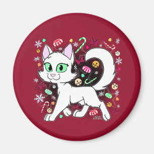 Aimant Chat de Noël (Rouge)