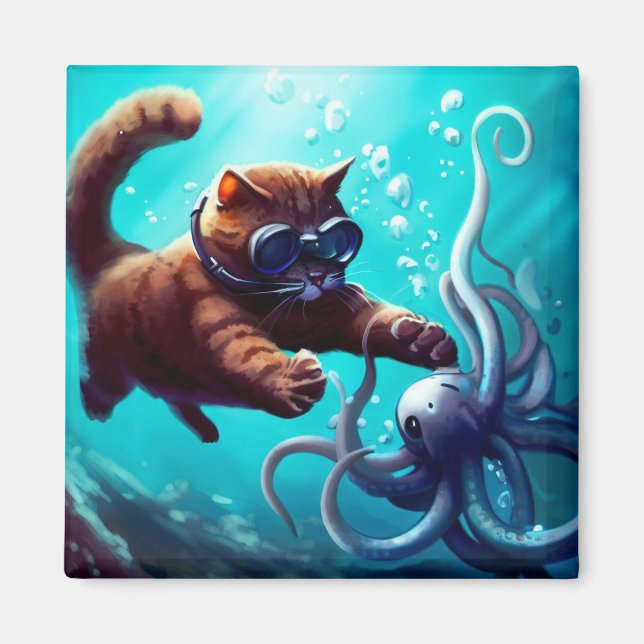 Aimant Chat de plongée (Devant)