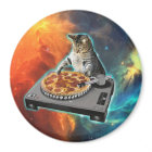Chat DJ avec la table saine de jockey de disque