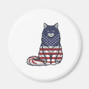 Aimant Chat drapeau patriotique vintage gravure conceptio