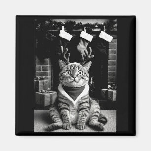Aimant Chat Drôle Prenant Un Égoportrait Noël Xmas Pyjama